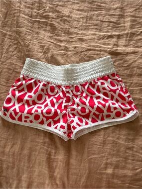 Roxy Red and White Logo Athletic Shorts